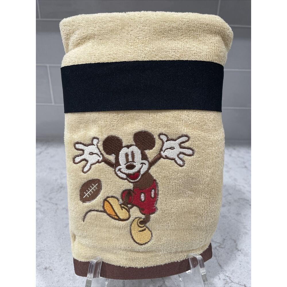 Set 2 FOOTBALL Disney Mickey Mouse Hand Towel Set Fall Autumn Harvest Gold Brown
